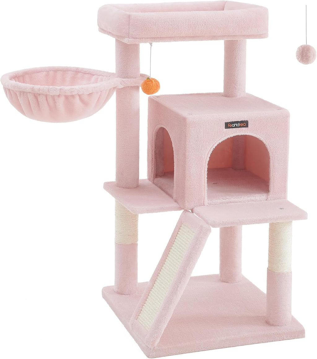 Feandrea Cat Tree, 3-Tier Cat Tower with Scratching Post and Wood Condo