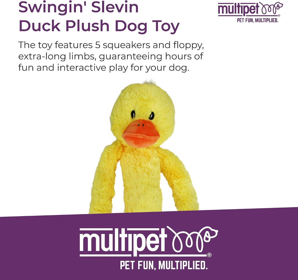 Multipet Swingin' Slevin Duck Dog Plush Toy - Squeaky Dog Toy