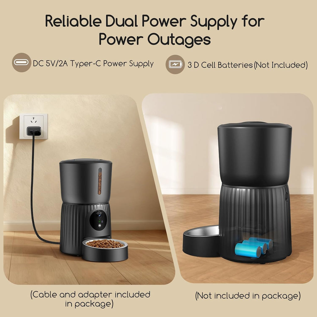Faroro Automatic Cat Feeder with Camera, 1080P HD Video with Night Vision, 5G WiFi Automatic Dog Feeder with APP Control