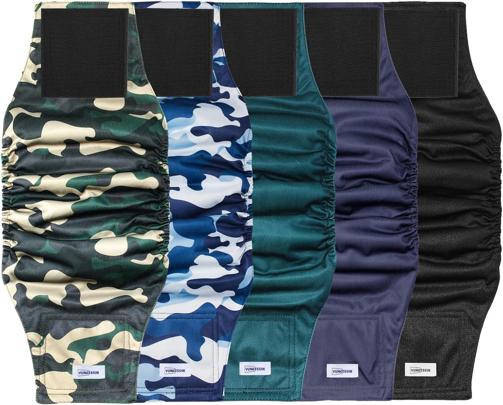 Reusable Dog Diapers Male, Premium Washable Belly Bands for Dogs, Pack of 5, High Absorbing Small Dog Wraps for Doggie &