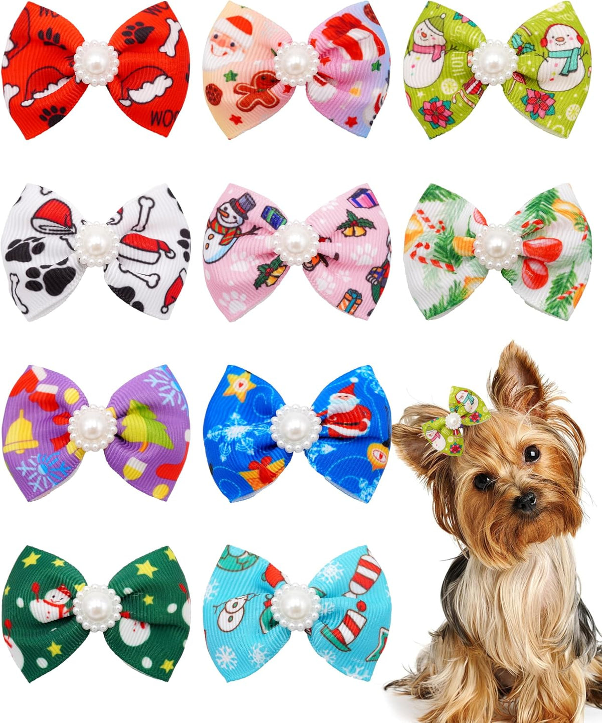 PET SHOW 10 Pack 2" Halloween Small Dog Hair Bows with French Clips