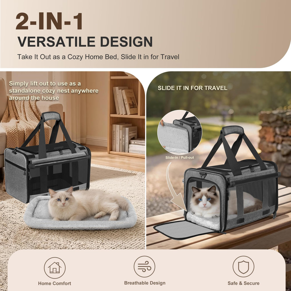 SMBFKGK Soft Sided Cat Carrier for Anxious Pets with Privacy Roller Blinds