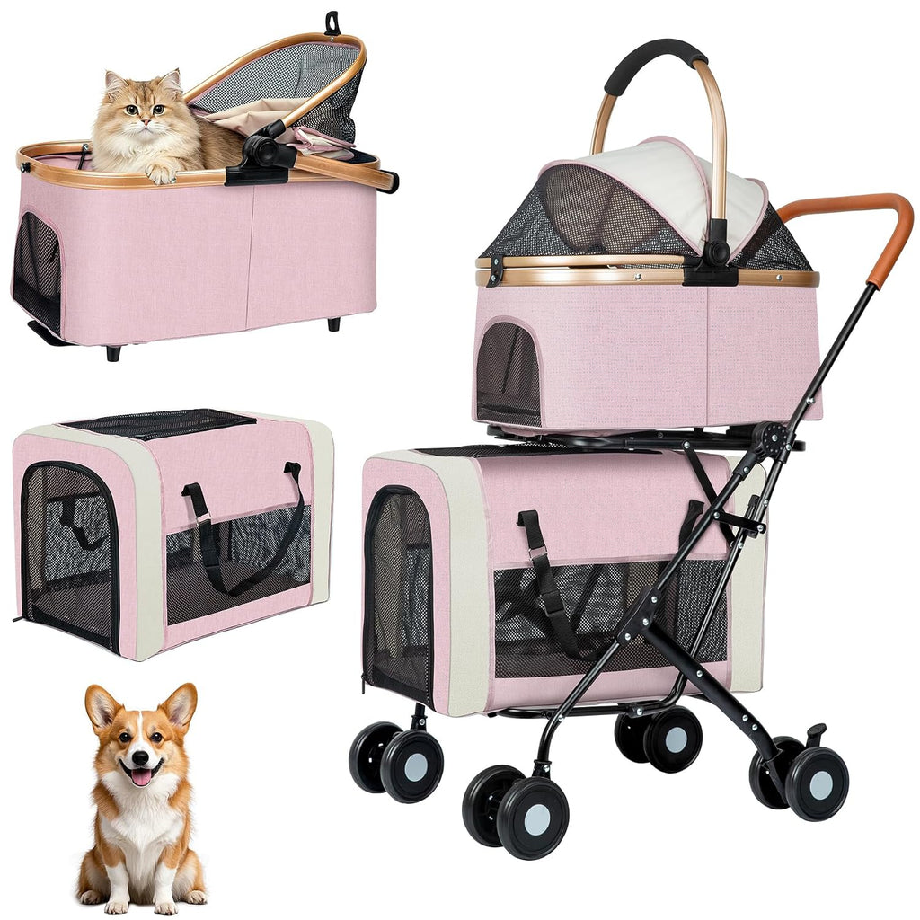 Double Pet Stroller, 4 Lockable Wheels for Small‑Medium Dogs & Cats