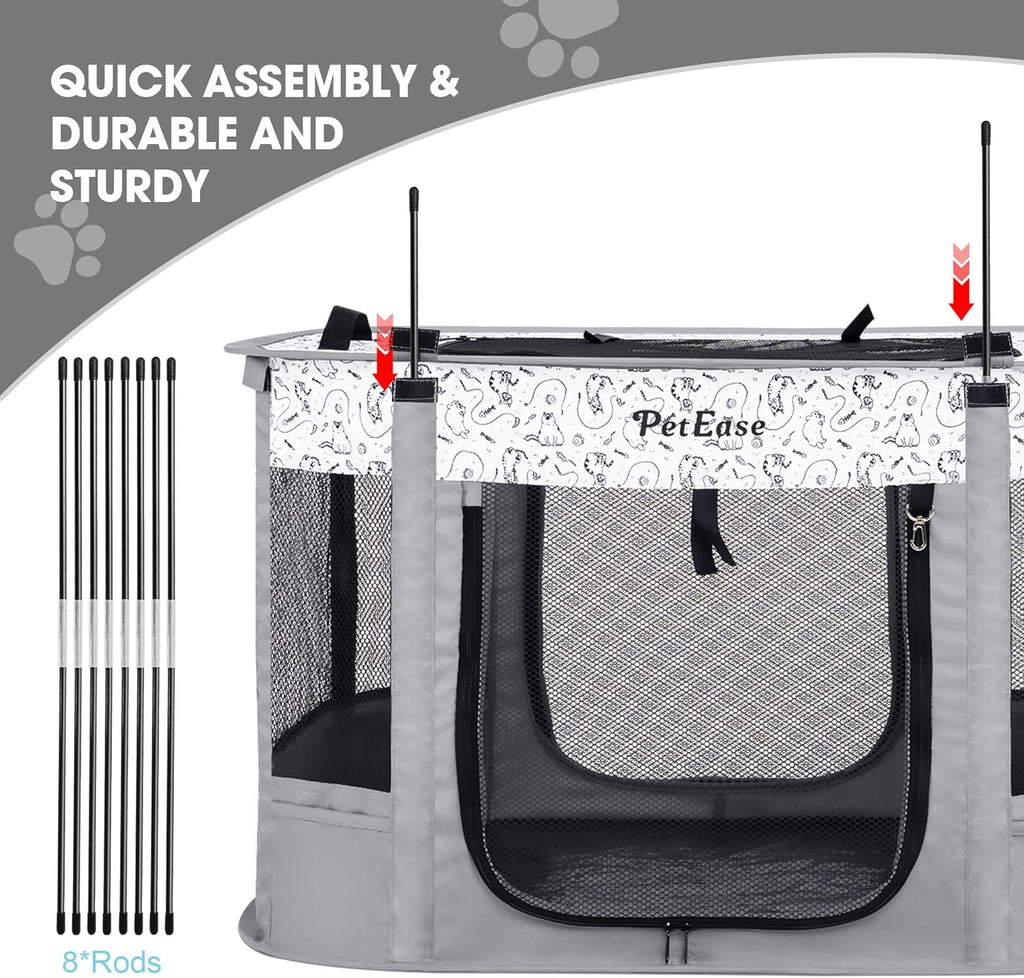 Portable Cat Playpen with Litter Box, Cat Enclosure for Camping, Cat Recovery Playpen After Surgery, Foldable Indoor Out
