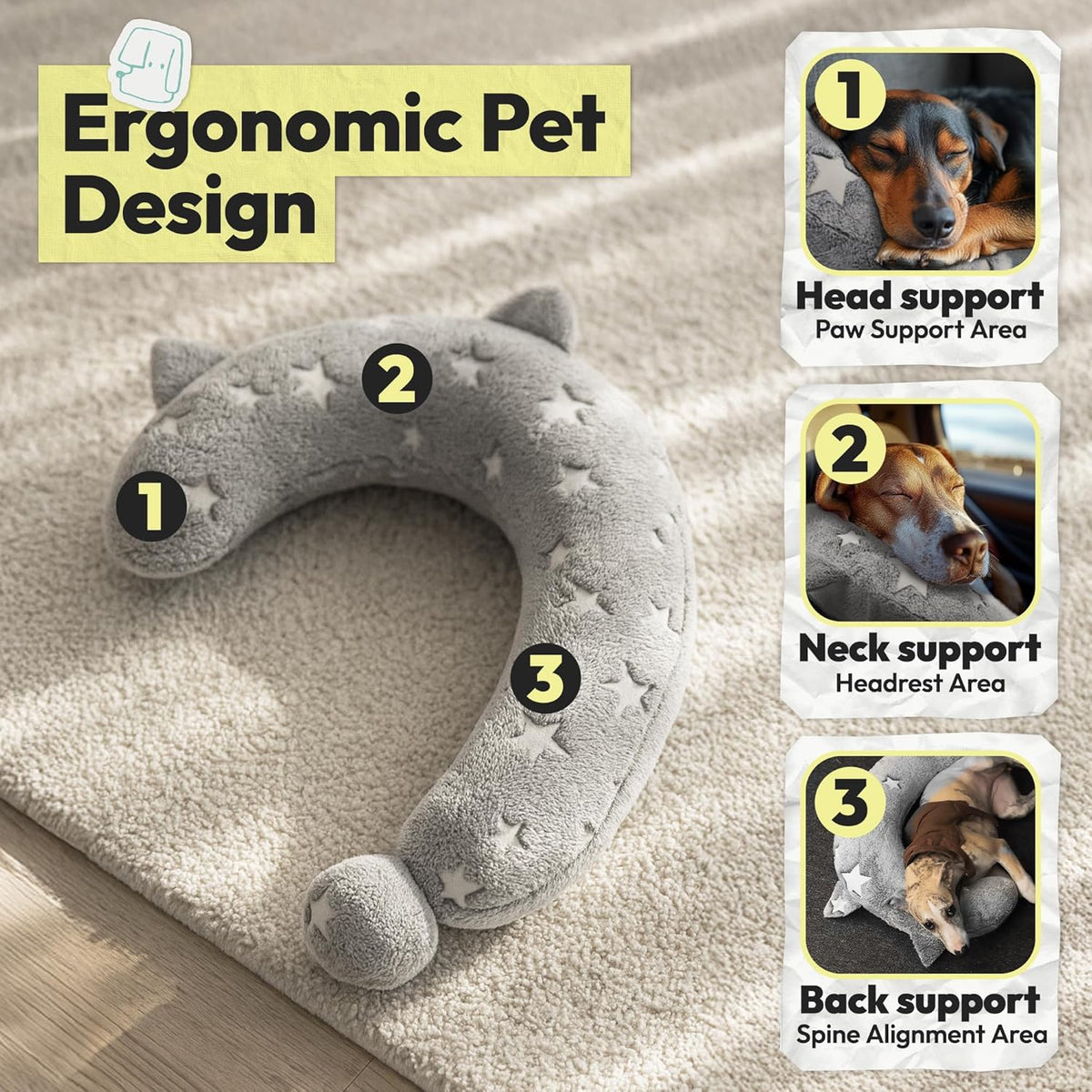 Dog Calming Pillow, Glow in The Dark Dog Put Head on, Soft Question Mark Pillows for Dogs, Kids, Adults, Washable Dog Be