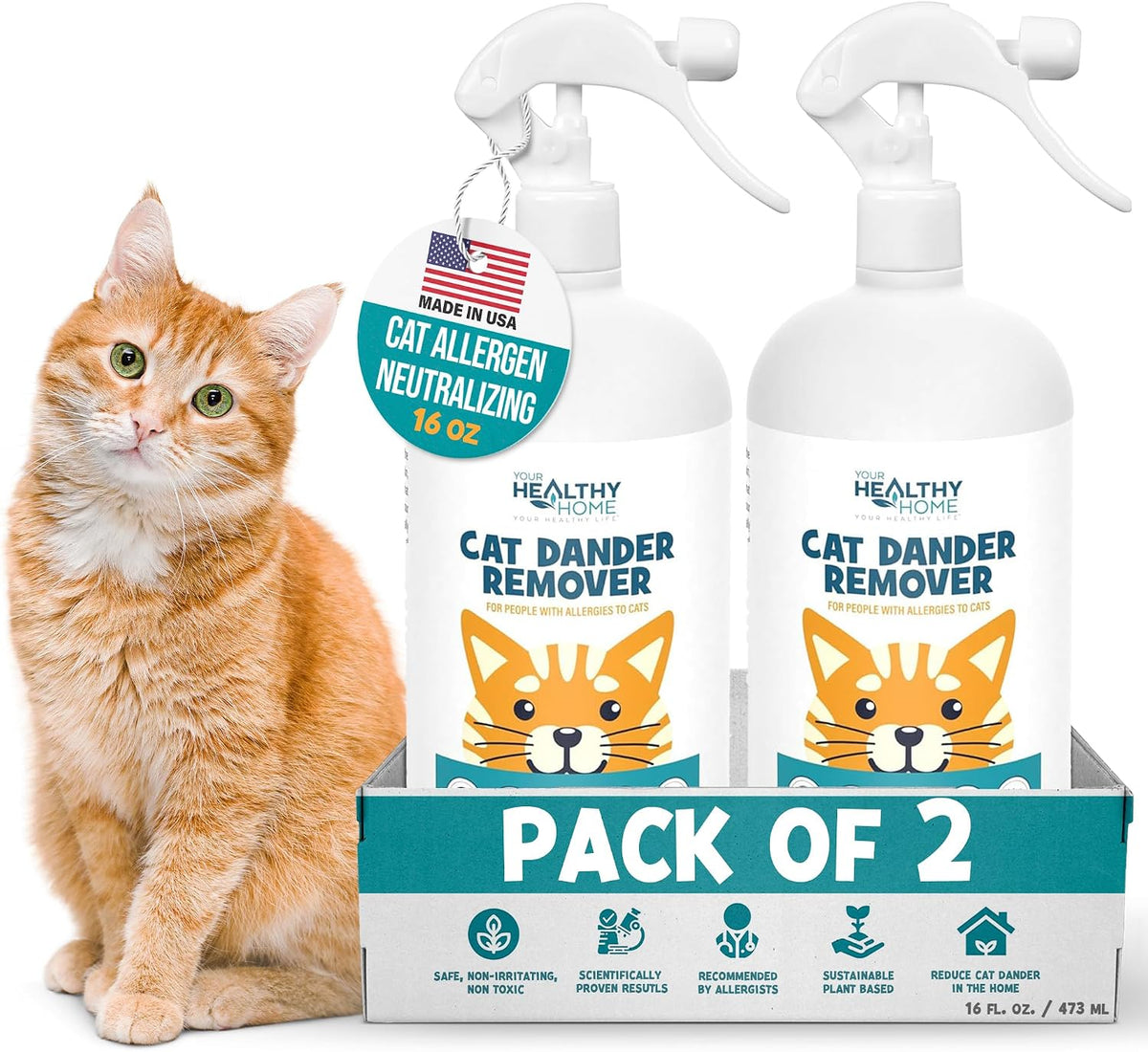 Cat Dander Remover Aloe Vera Free - Pet Dander Allergy Reducer Relief Dry Skin Spray for Cats and Humans| Cruelty-Free &