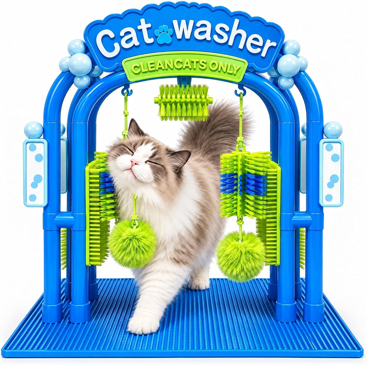 Cat Self Grooming Bath Station, Interactive Cat Wash Toy