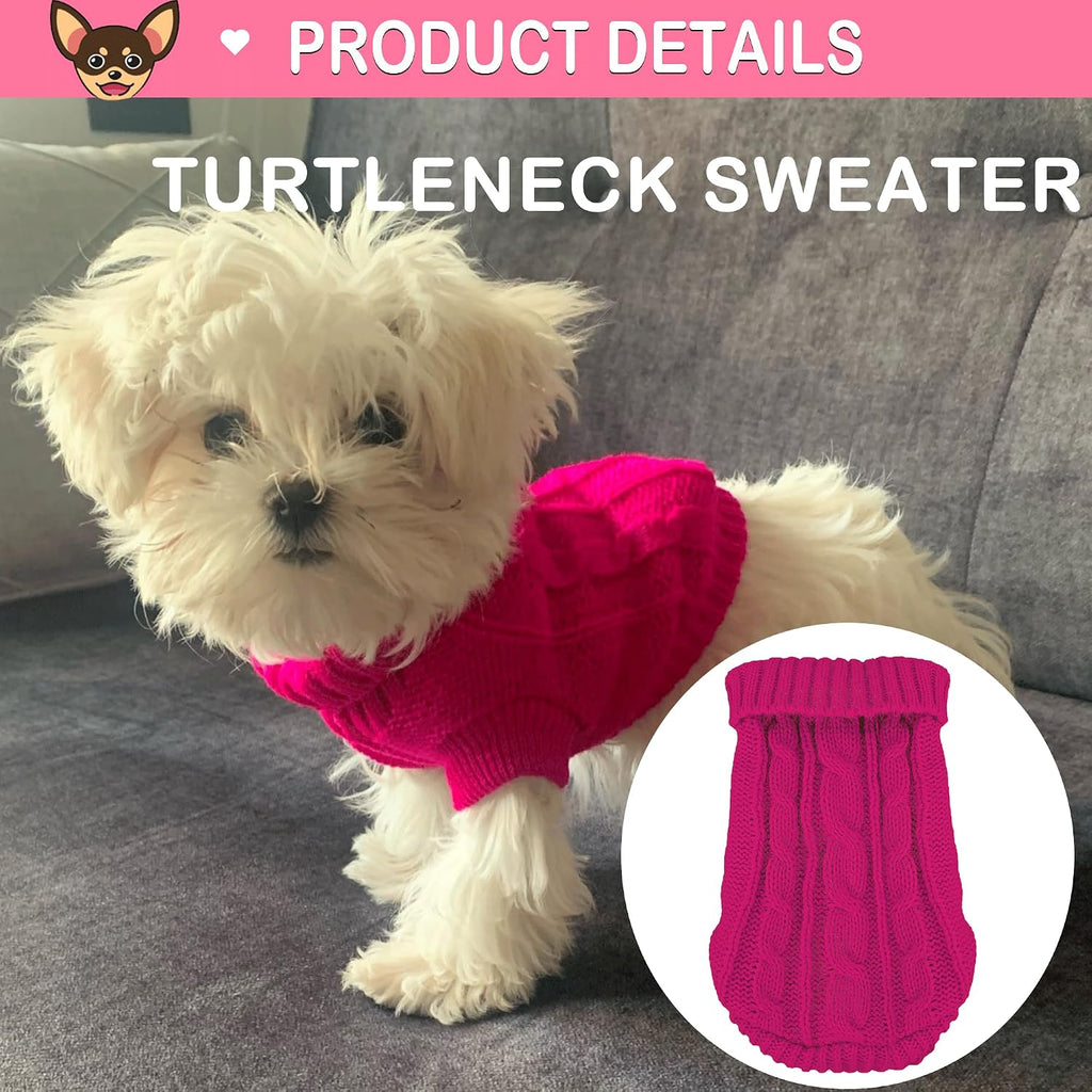 XXS Dog Sweater, 2 Pieces Turtleneck Knitted Chihuahua Sweater