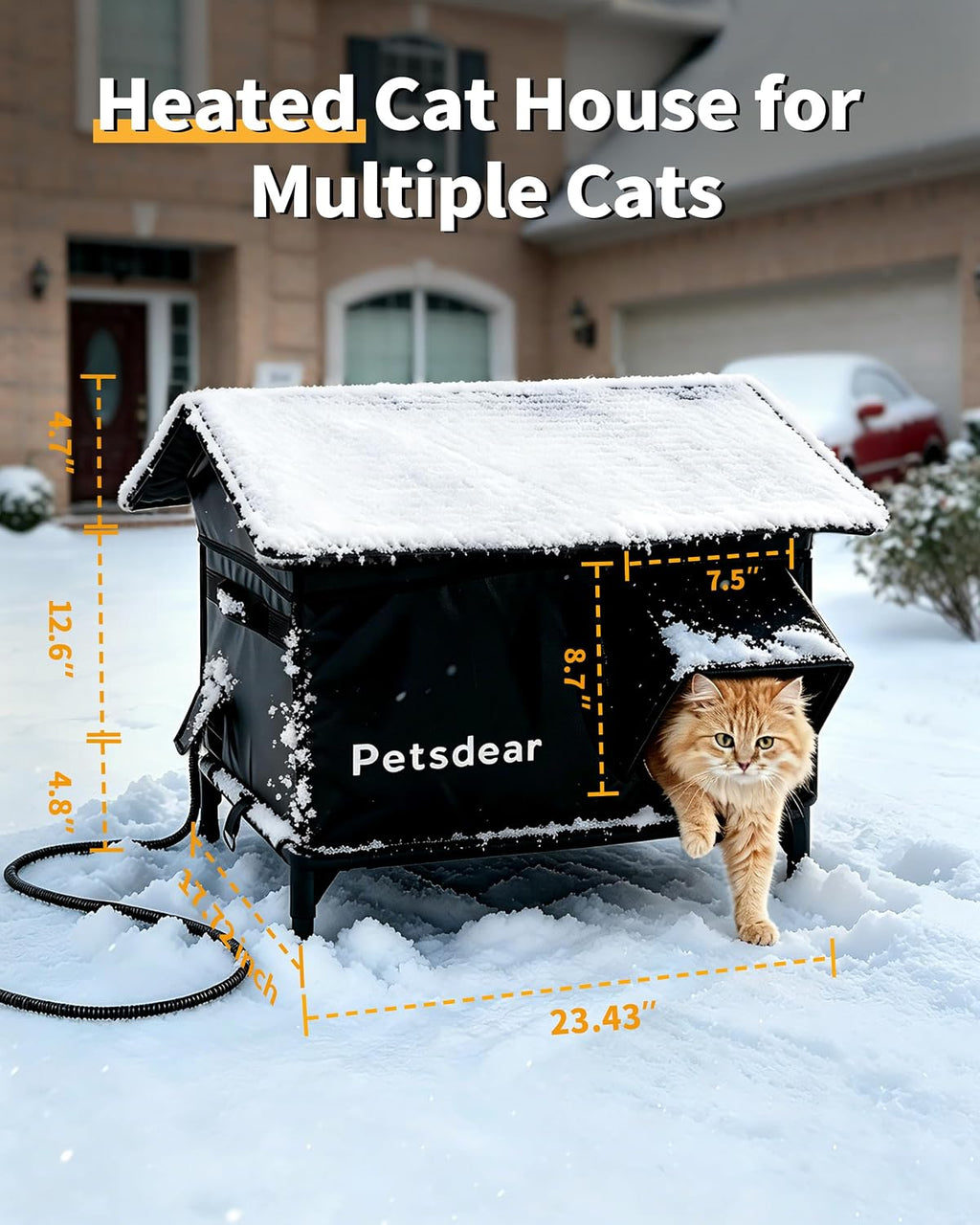 Heated Outdoor Cat House - Large Weatherproof Shelter for Multiple Cats