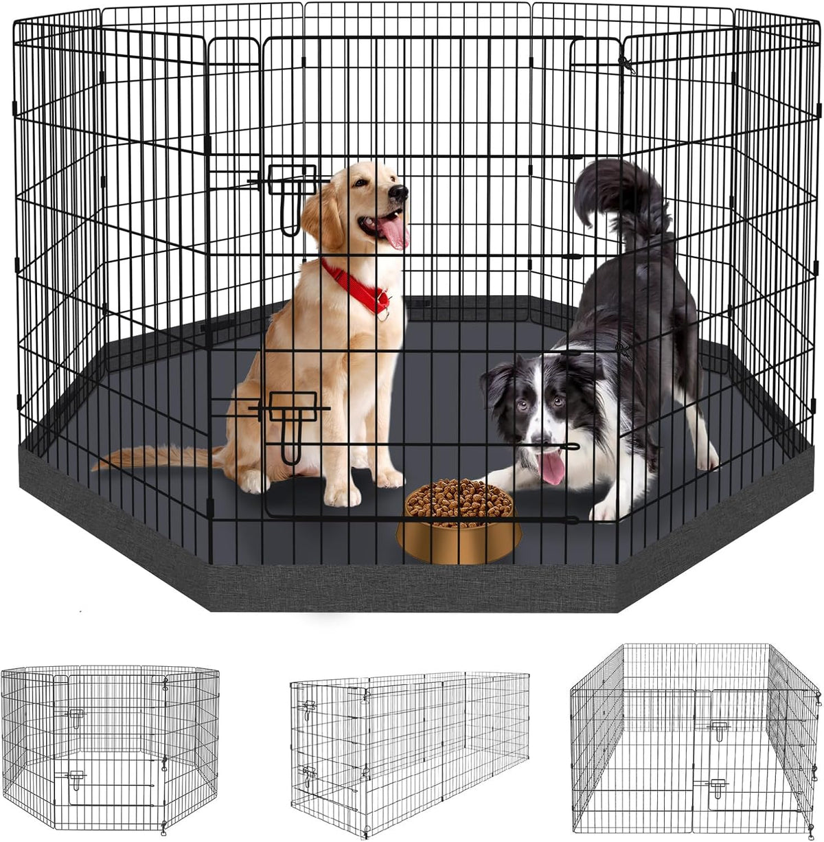 Dog Playpen Top Cover Only, for 8 Panel 24 Inch Wide Octagonal Mesh Black
