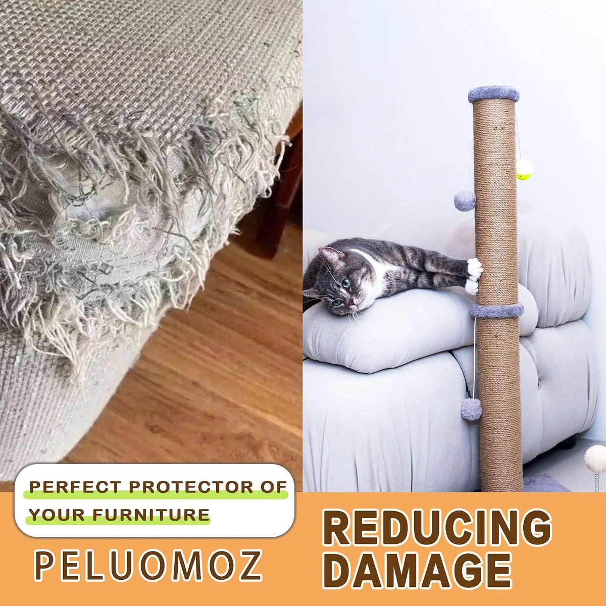 36'' Tall Cat Scratching Post for Indoor Cats with Sisal Post & Plush Toys