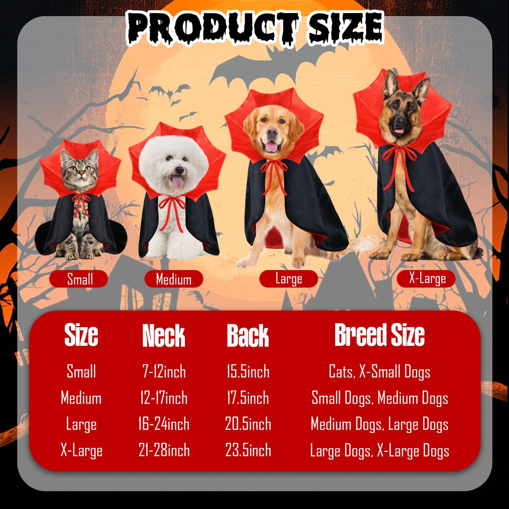 PAYHTOW Cat Halloween Costumes Dog Halloween Vampire Costume Funny Pet Vampire Devil Cape Cloak Halloween Costumes for Cats XS Small Dogs (Small)