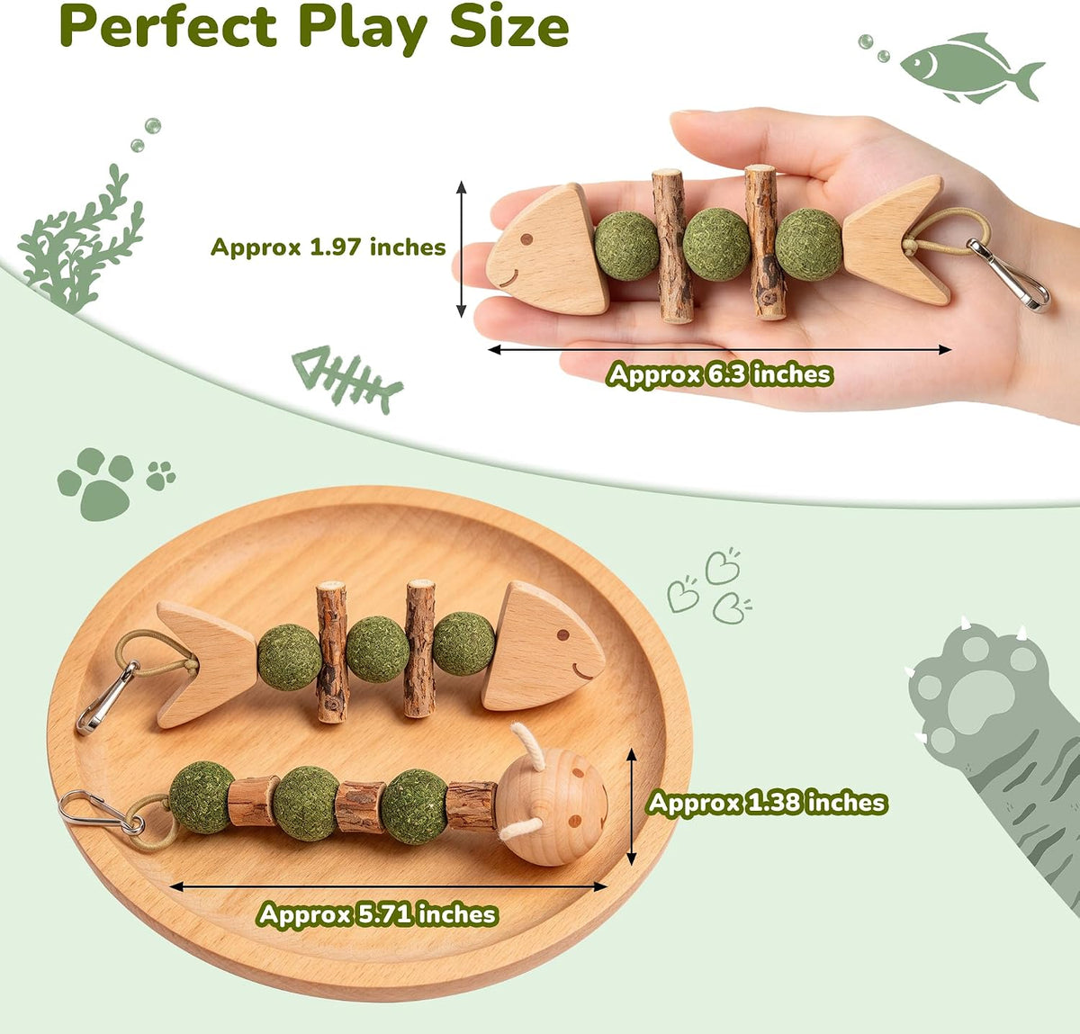 Interactive Cat Toys with Natural Catnip&Silvervine,Fish＆Caterpillars Set