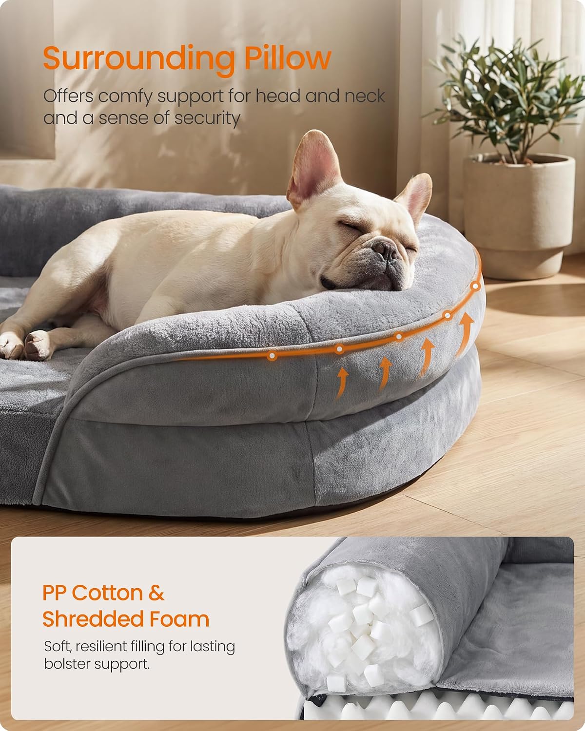 FEANDREA Orthopedic Dog Bed, 35" Dog Couch with Removable Washable Cover