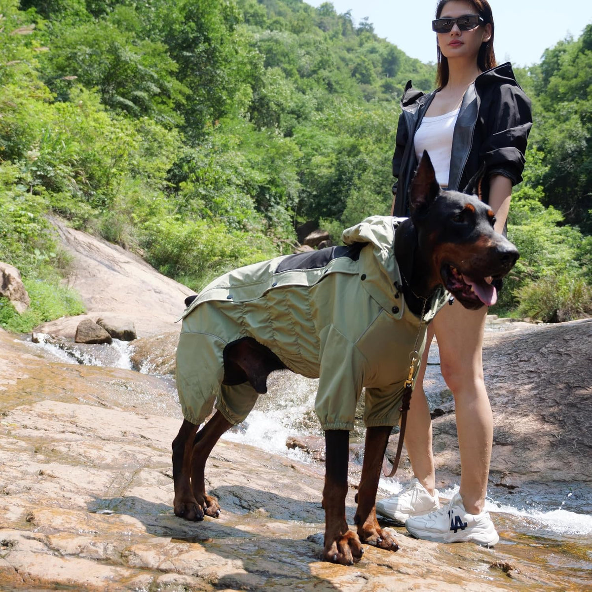 LOVELONGLONG Waterproof Dog Raincoat with Removable Hood – Outdoor Full Body Dog Jacket, Windproof Snowproof Shell Suit 