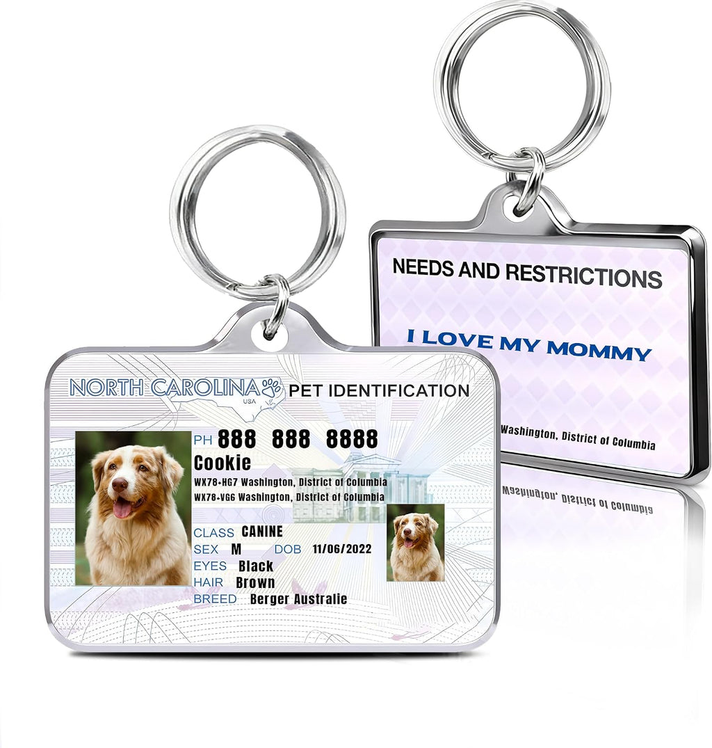 Personalized Dog & Cat Tags with Photo - Custom Driver License Pet ID Tag