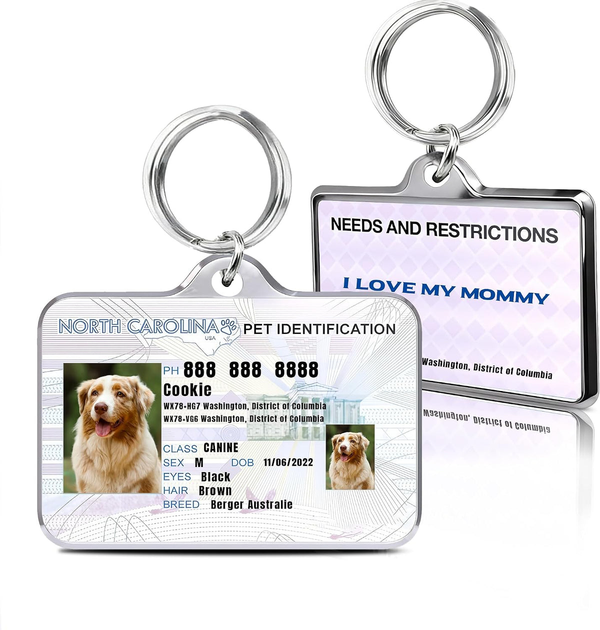 Personalized Dog & Cat Tags with Photo - Custom Driver License Pet ID Tag