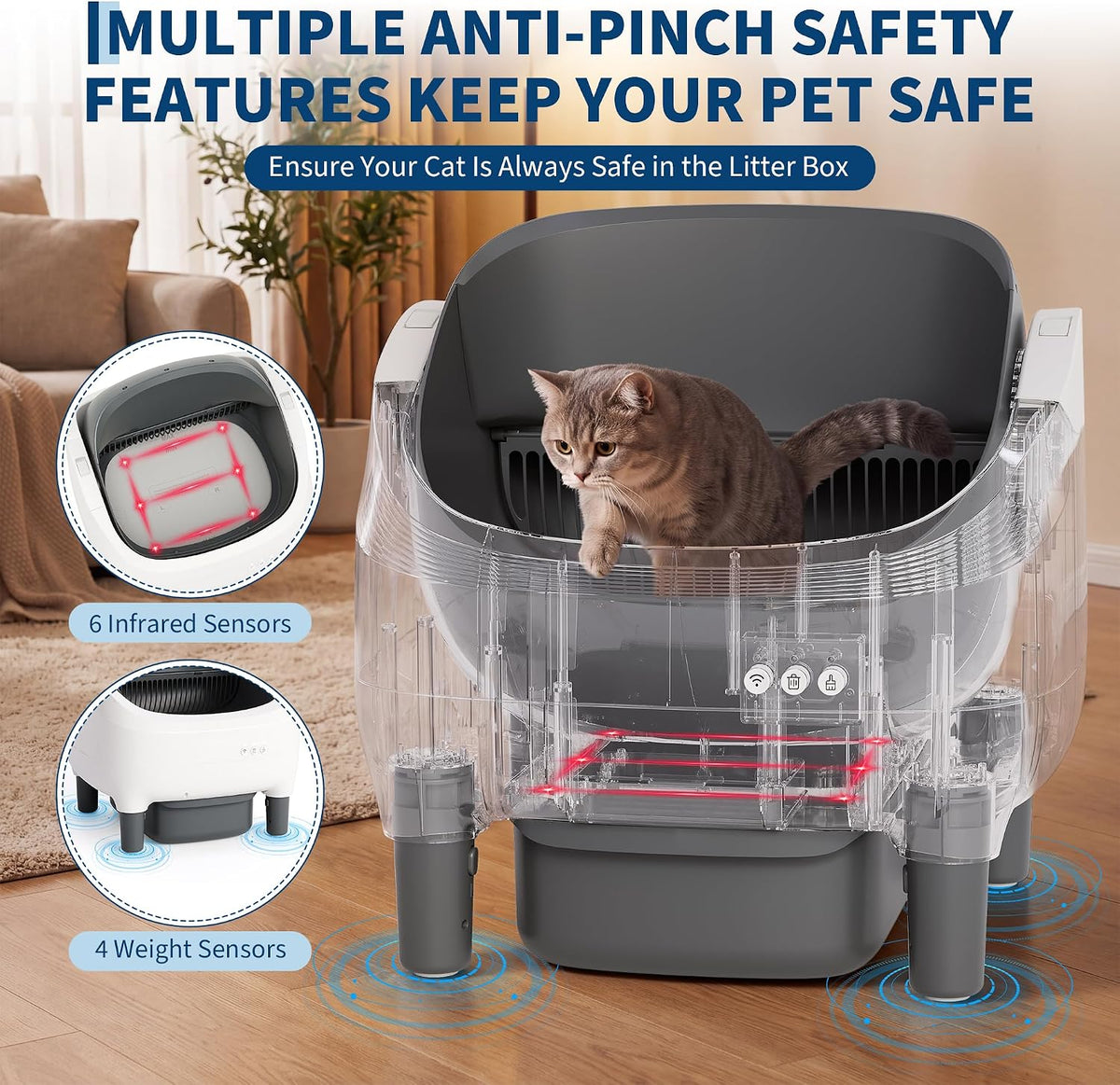 Self Cleaning Litter Box for Multiple Cats, Smart Automatic Litter Box