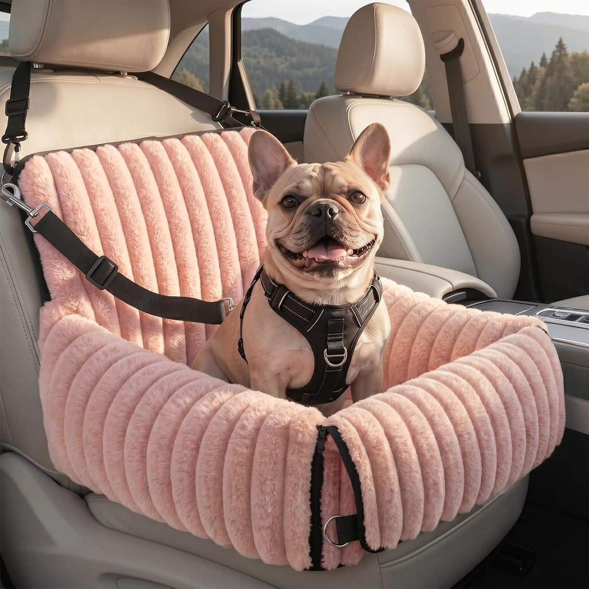MIXJOY 6-in-1 Dog Car Seat for Small/Medium Dogs up to 23 lbs, Beige