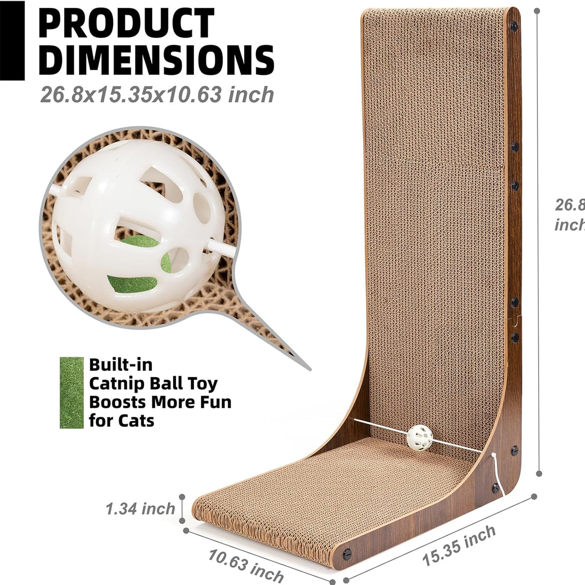 26.8 Inch Cardboard Cat Scratching Post for Indoor Cats 2-Pack