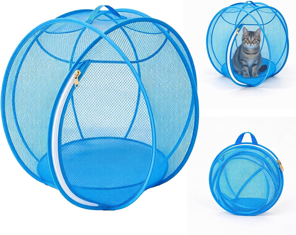Rolling 360° Panoramic Cat Playpen Collapsible Breathable w/ Zipper