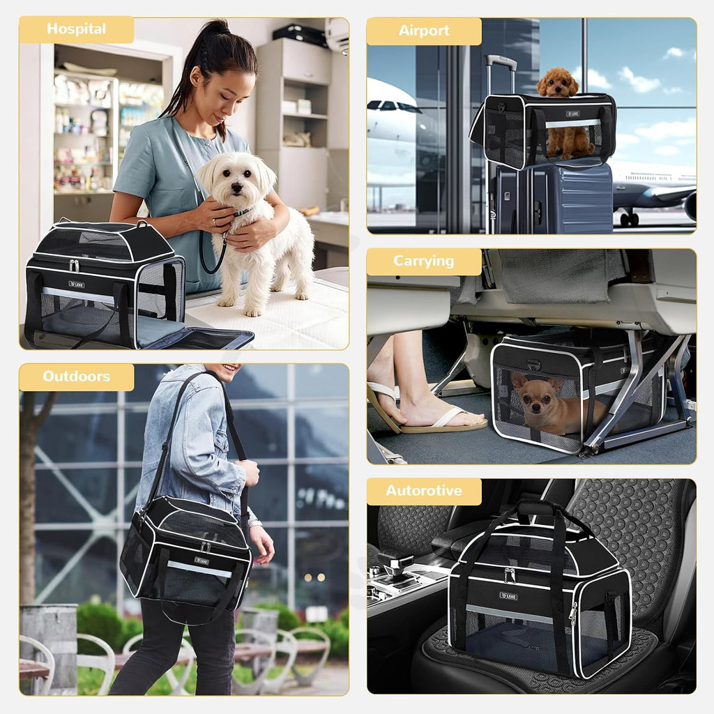 Lekereise Top-Expandable Pet Carrier 18x13x9.5 Inch Southwest Frontier Airline Approved Soft Sided Underseat to 15lbs Tr