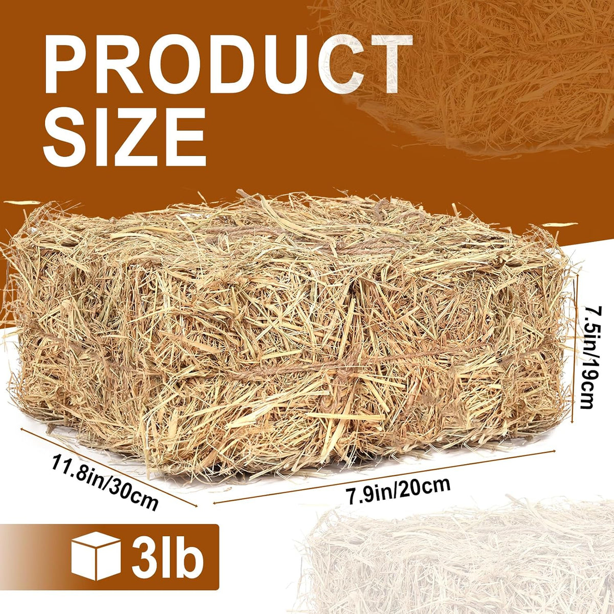 Natural Wheat Straw – 3 LB Clean Dry Straw Bale for Stray Cats & Dogs