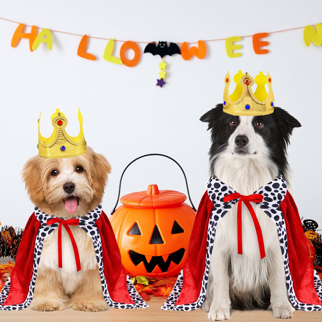 GOYOSWA Dog King Costume, Dog Halloween Costumes King Cloak Crown Set King Prince Costume for Small Medium Large Dogs (Large)