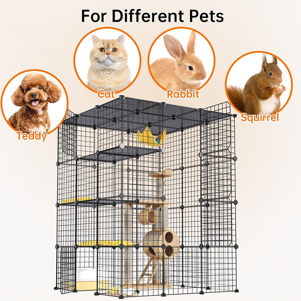 Extra Large Cat Cage,4-Tier Catio, DIY Metal Cat Enclosure with Platforms,55 Inch Indoor Cat Cage for 1-3 Cats, Indoor C