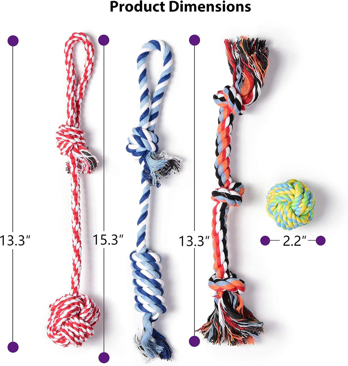 Fida Dog Rope Toys, 4 Pack Cotton Puppy Teething and Chew Toys