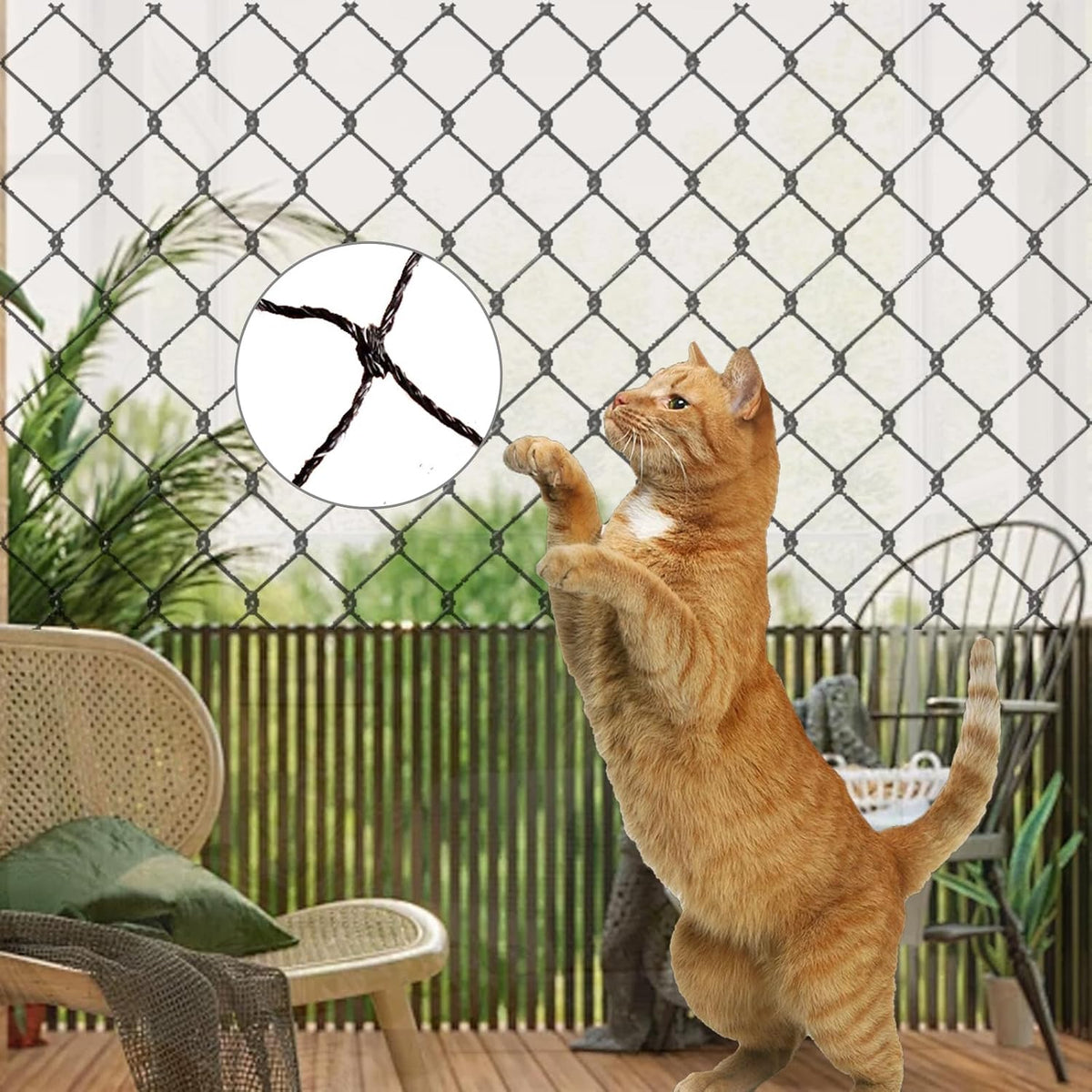 Cat Netting Balcony, 10x13 ft Stainless Steel Reinforced Bite Tear UV and Weather-Resistant Anti-Fall Netting for Pets, 