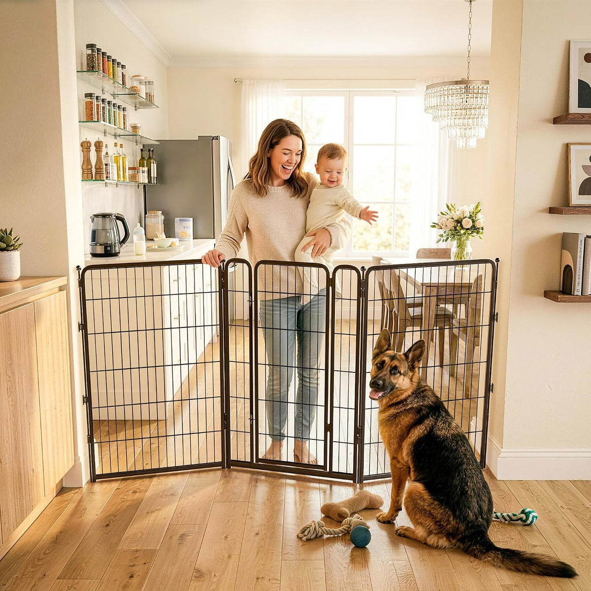 FXW Dog Gate, Extra Wide Adjustable for Openings Up to 183", 24" H