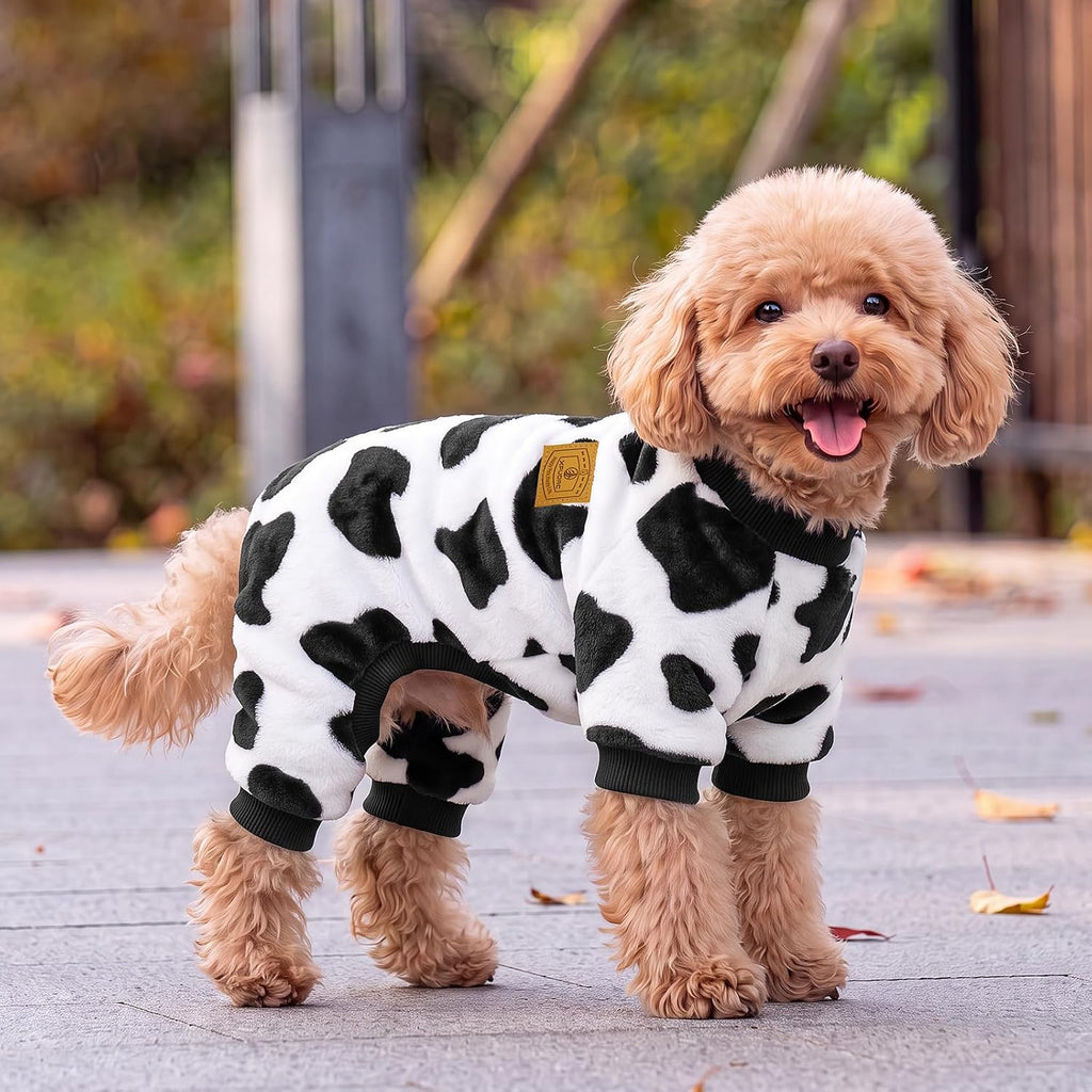 Cow Dog Sweater, Dog Winter Clothes for Small Medium Dogs Girl Boy Fleece Pet Pajamas for Winter Christmas, Medium