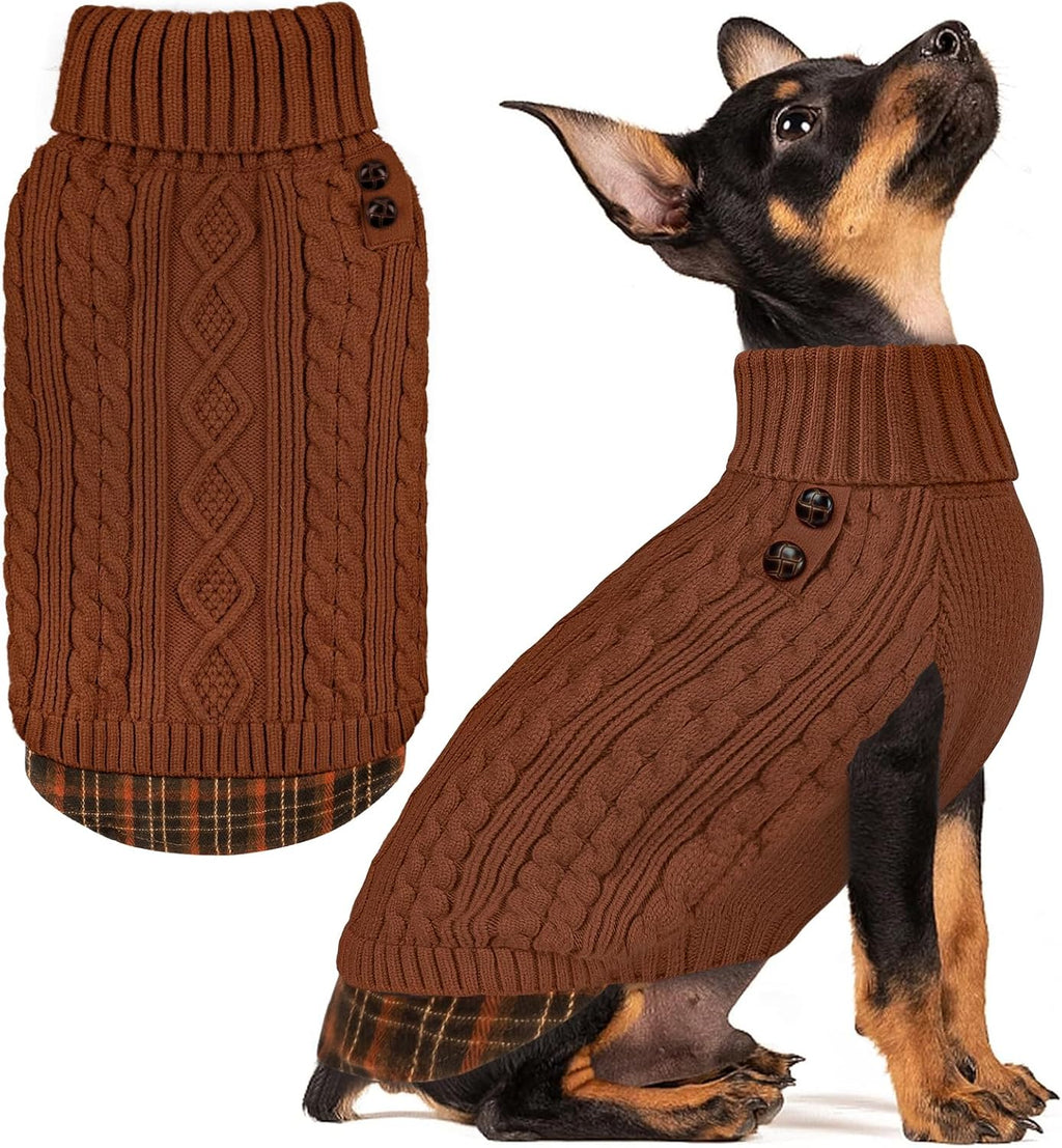 KYEESE Dog Sweater for Small Dogs Turtleneck Thick Knit Pullover