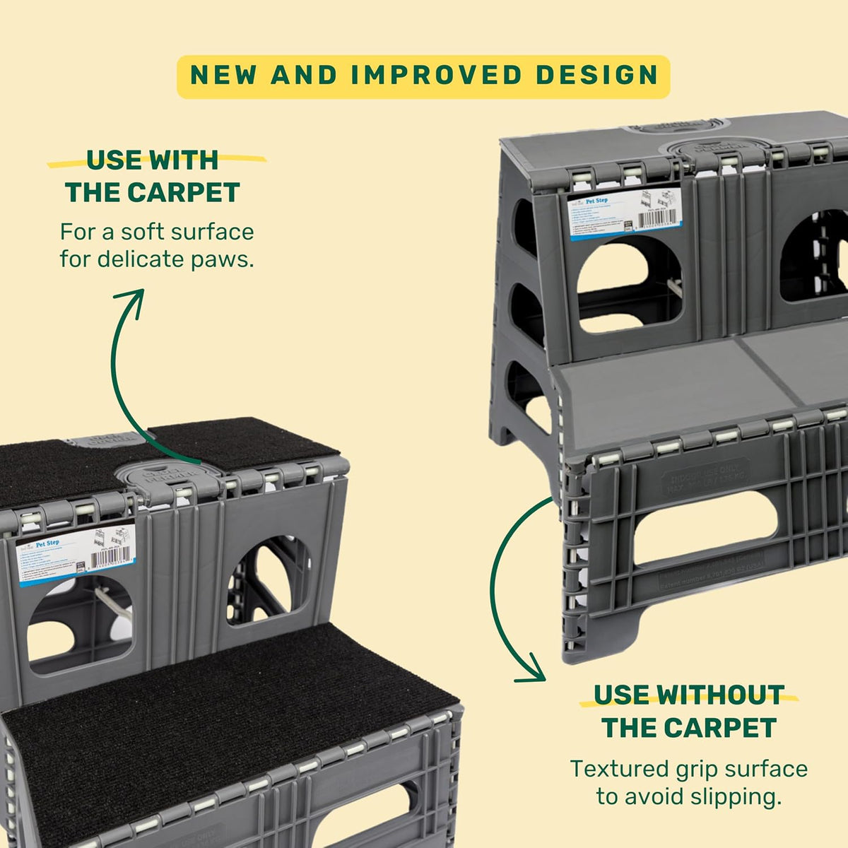Foldable Dog Stairs, Collapsible Pet Step Ladder, Supports 300lbs