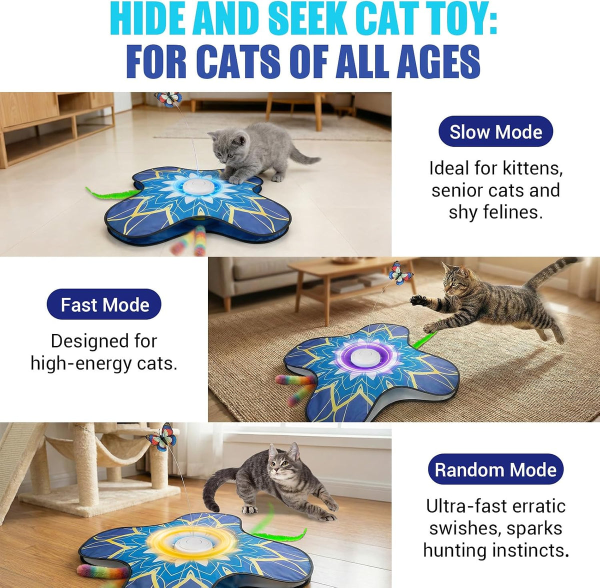 Interactive Cat Toys For Indoor Cats, Rechargeable Touch Automatic Cat Toy