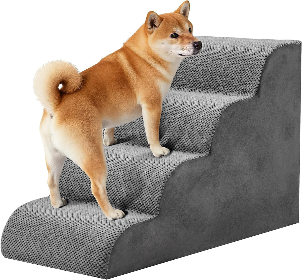 NEWBULIG 4-Step Dog Stairs, 20" H Dog Steps for Sofa and Chair, Grey