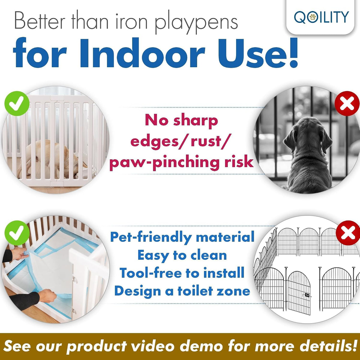 25.6" H Puppy Play Pen for Indoors, 18 Panels, White