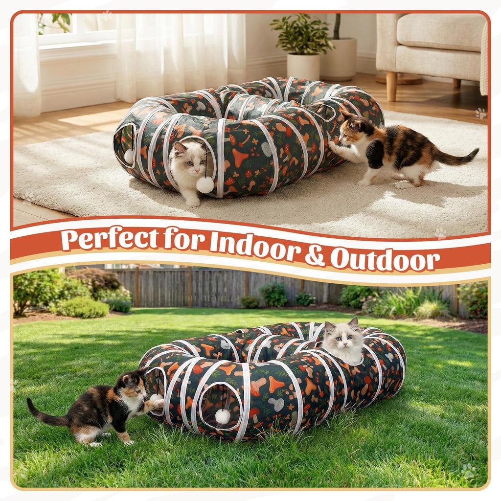 Cat Tunnel for Indoor Entertainment, Tear-Resistant Cat Play Tube with Play Ball, Collapsible Pet Tube with Interactive 