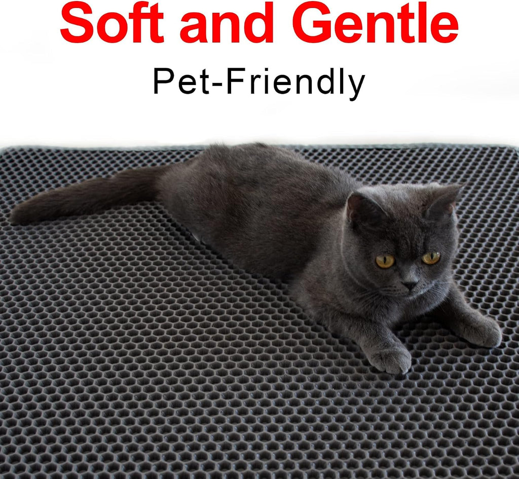 Waretary Cat Litter Mat, 36"x30", Waterproof, Scatter Control, Grey