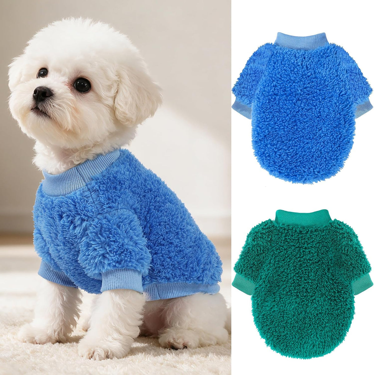 2 Pack XXS Dog Sweater, Tiny Dog Sweaters for Small Dogs Girl (1-3lb), Warm Soft Puppy Clothes for New Puppies, Cute Ext