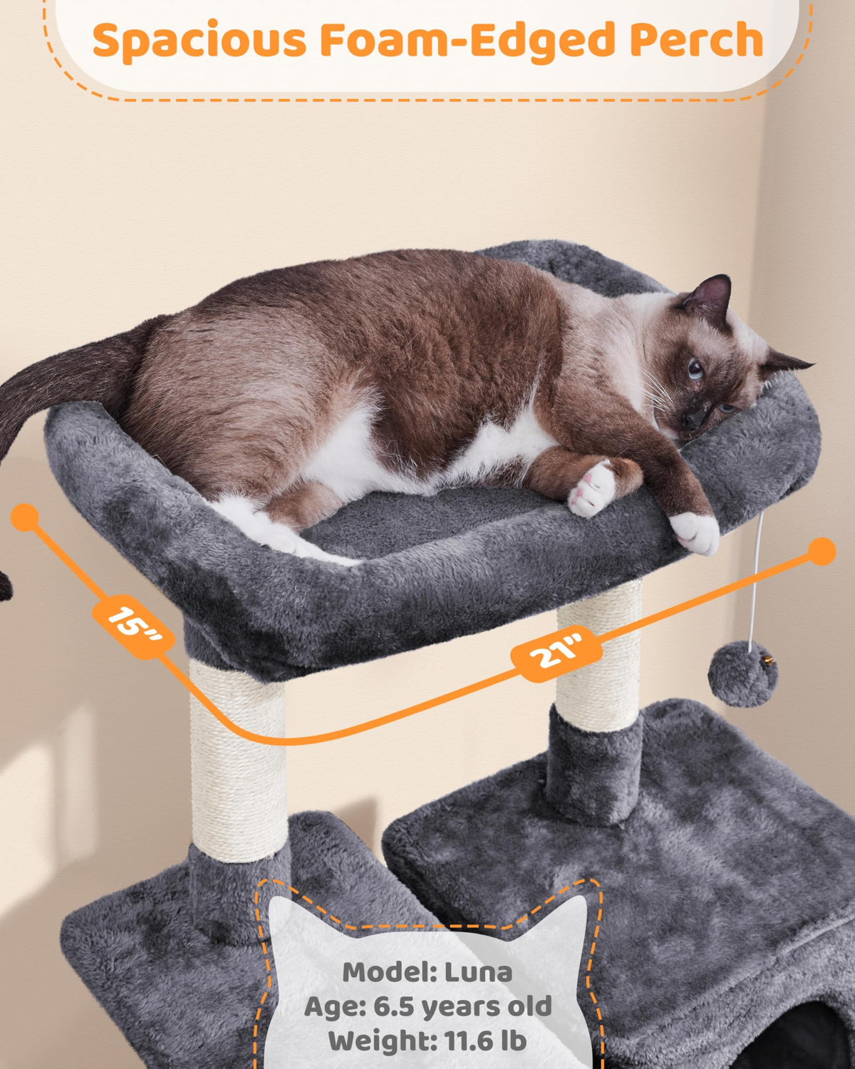 Yaheetech 63in Sturdy Large Cat Tree for Indoor Heavy Cats, Tall Tower