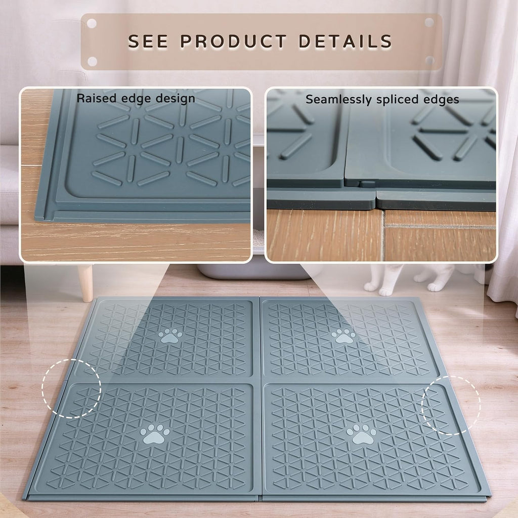 Zegcohjave Cat Litter Mat,19.6"x15.7"Connectable Silicone Litter Box Mat