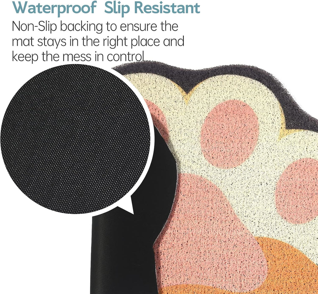 Cute Cat Litter Mat 24”x16”, Litter Box Mat, Litter Trapping Mat, Soft on Kitty Paws, Easy Clean, Anti Slip, Pet Accesso