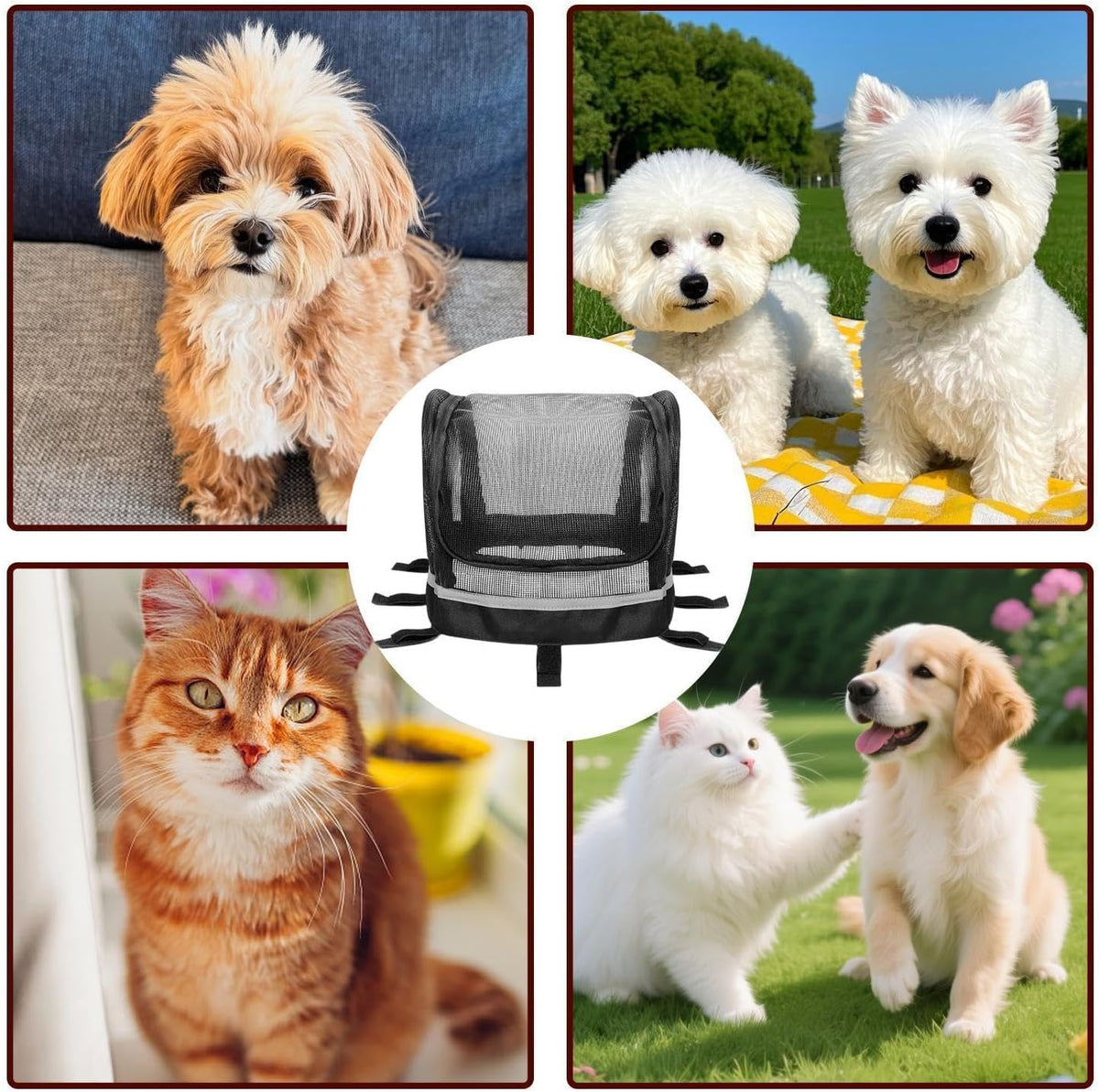 Pet Bike Basket – Dog Cat Handlebar Carrier | Mesh Window Reinforced