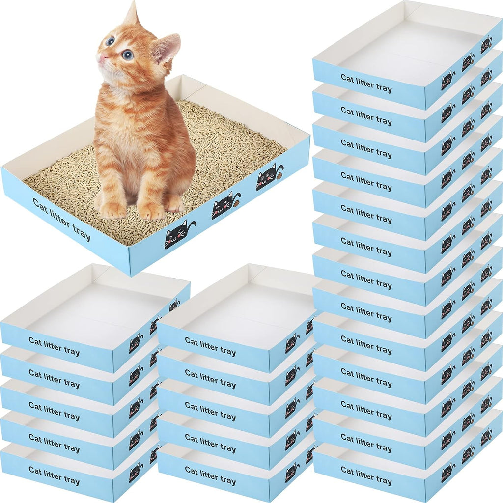 Amyhill 30 Pack Disposable Cat Litter Box Paper Pet Trays,Pink