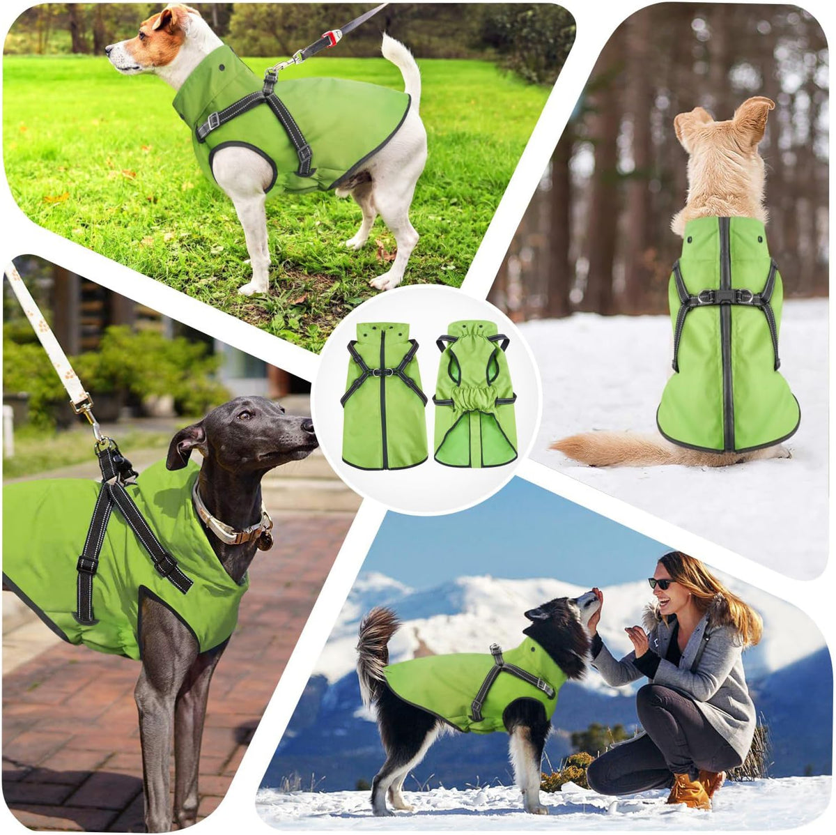 Dog Raincoat Waterproof Dog Hoodie Reflective Dog Raincoat Hooded Adjustable Rain Jacket for Small Medium Large Dogs Pup