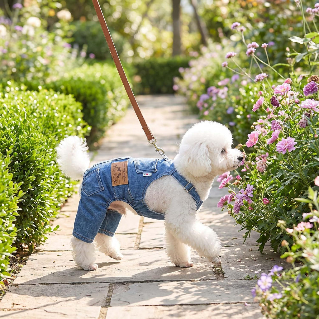 Dog Denim Overalls Pet Jeans Jumpsuit Four Legs Clothes Outfits,L