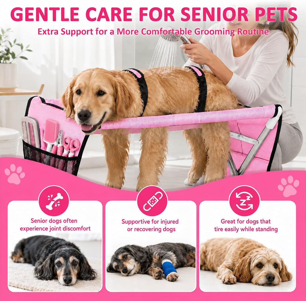 Pet Grooming Hammock for Small Dogs with Stand, Dog Bathing Hammock