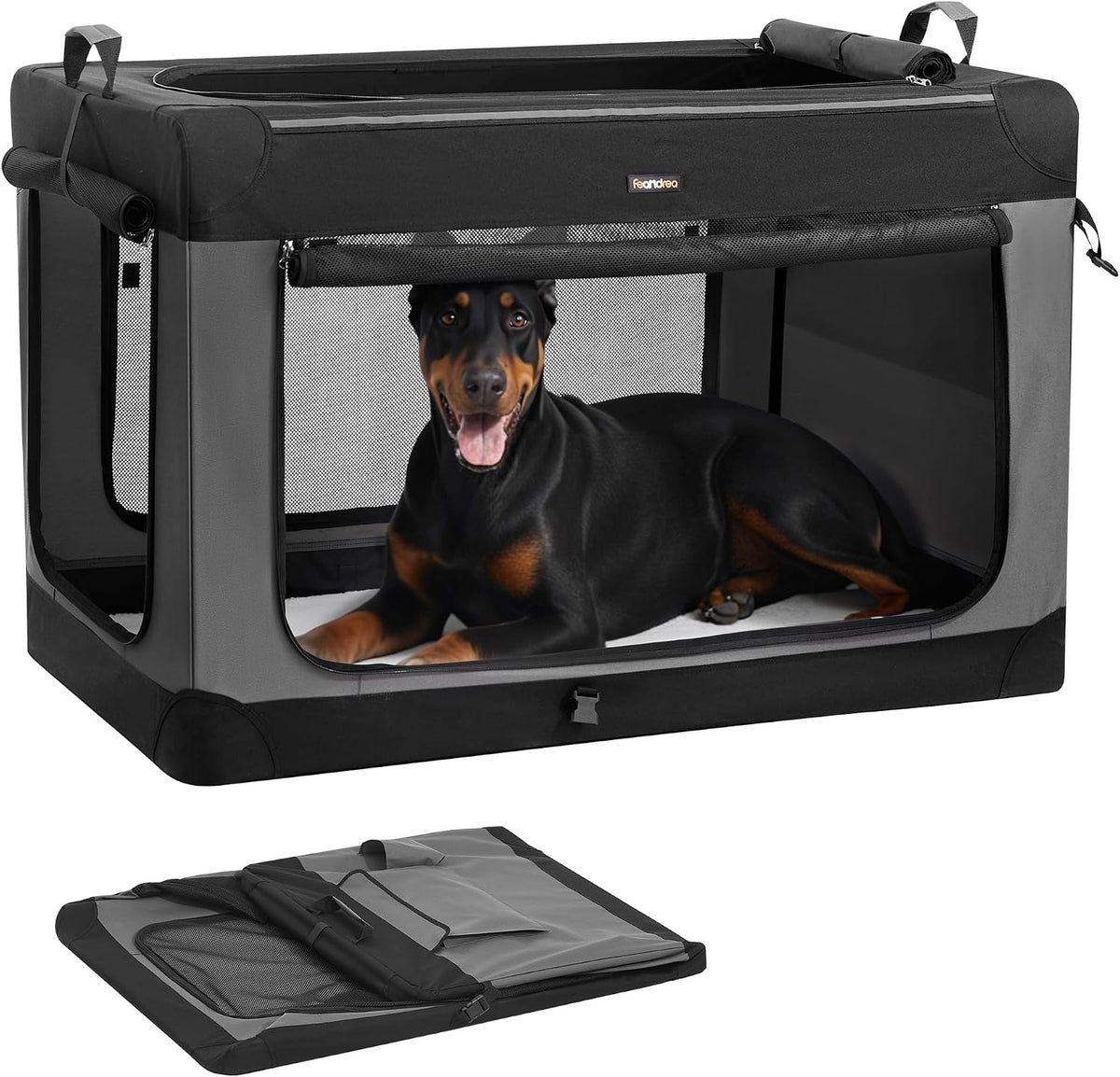 Feandrea Collapsible Dog Crate, Portable Oxford Fabric Pet Carrier, 36-Inch